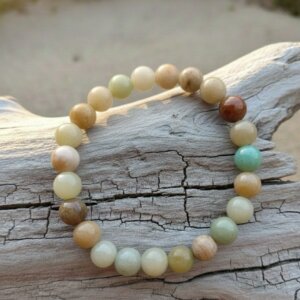 bracelet en pierre naturelle de 8 mm en amazonite sur bois flotté