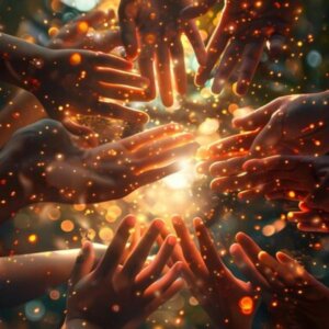 une ronde de main formant l'unicité et la solidarité
