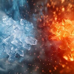 de la glace et du feu en face à face pour symboliser de couper le feu